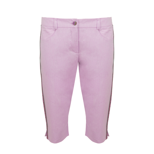 Lilac Cotton Capri Trousers With Colourful Trim